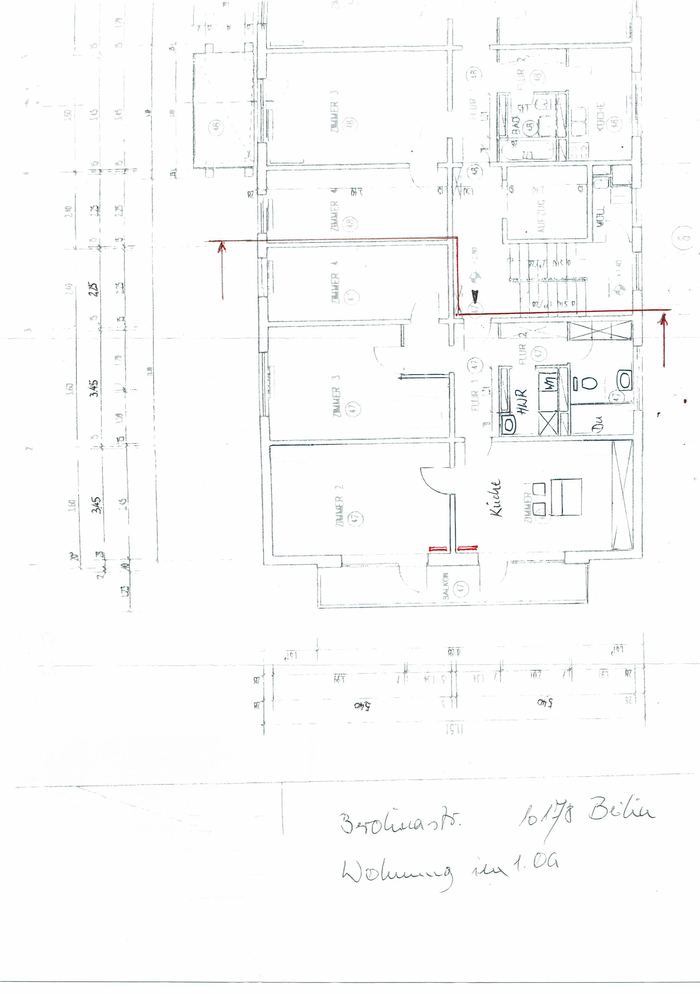 Gescannter Grundriss – leerstehende Wohnung, Berlin